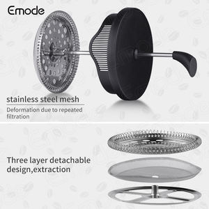 Cafetière presse française en acier inoxydable Verre résistant à la chaleur Filtre à 4 couches Pot à thé expresso manuel - Product Image 6