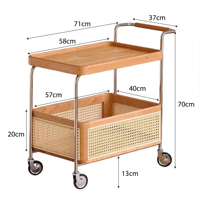 Chariot de spa mobile multifonctionnel pour salon de beauté et manucure avec roulettes et rangement en rotin