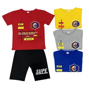 Manufacturer Casual Summer Boys Clothing Sets Solid Boys Sport Package Two Piece letter Boys Clothing Set