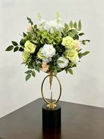 Boule de fleurs blanche et verte tendance LUYI, style jardin, 20-30 cm, centre de table artificiel pour décoration de mariage