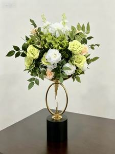 Boule de <span class=keywords><strong>fleurs</strong></span> blanche et verte tendance LUYI, style <span class=keywords><strong>jardin</strong></span>, 20-30 cm, centre de table artificiel pour décoration de mariage - Product Image 4