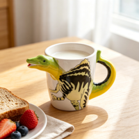 Tasse à thé en céramique sculptée en 3D en forme de dinosaure Spinosaurus, peinte à la main, cadeau unique pour les garçons et les fans de dinosaures