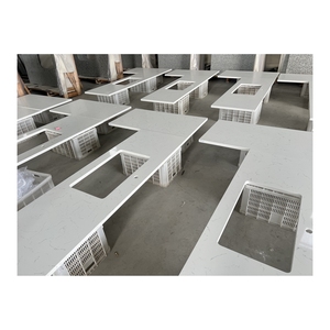 Đúc Sẵn Chất lượng cao màu trắng cao Bóng <span class=keywords><strong>Quartz</strong></span> slab Bếp bàn đá với lấp lánh các nhà sản xuất - Product Image 4