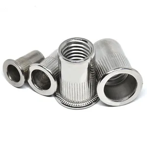 Nut Factory Supply Closed Or Open End Flat Head Hexagonal Knurled Steel M8 Rivet Nut