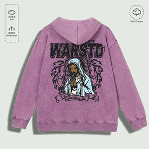 Sudadera con Capucha 100% Algodón Lavado con Estampado Gráfico de Figura Orando, Varios Colores - Product Image 6