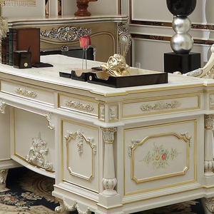 Châu Âu Villa cổ điển bàn văn phòng CEO điều hành bàn quản lý kệ sách chạm khắc cổ điển bàn văn phòng Baroque nghiên cứu bảng - Product Image 4