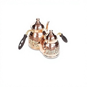 <b>Set</b> Of 2 Different Size <b>Tea</b> Kettle Marvelous Design Round Shape Copper <b>Tea</b> Coffee Serving Kettle With Wooden Handle - Product Image 1
