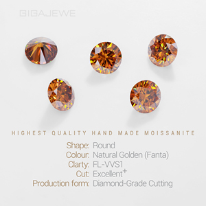 Diamante sintético de piedras preciosas sueltas de moissanita VVS1 de corte redondo de color naranja brillante de brasas naturales de 9mm 3.0ct con certificado - Product Image 2
