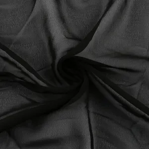 FEICHI 100% polyester mourant bonne crêpe haute multi mousseline de soie coréen noir arabe écharpe tissu pour abaya