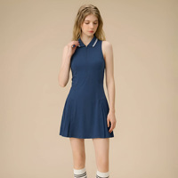 Robe plissée de sport pour femme avec col rabattu et demi-fermeture éclair, dos en maille respirante, pour le golf, le tennis, le badminton et l'exercice