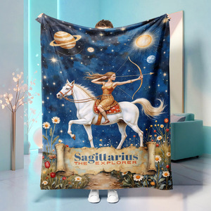 Couverture en flanelle à motifs zodiacaux, couverture de sieste légère et résistante à la décoloration pour la chaleur hivernale, impression personnalisée, vente en gros - Product Image 5