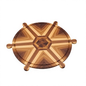 Geometric <b>Wooden</b> <b>Serving</b> <b>Tray</b> with Handle for Food Contact Residential Use Made in Vietnam - Product Image 1