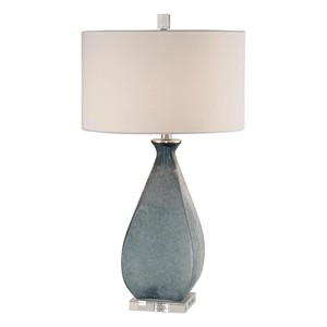 White & Gold Fade Art Glass Table Lamp with Crystal Base | Modern Luxury Lighting for Hotel Guest Room & Living Area - Product Image 2