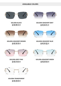 Lunettes de soleil de marque de luxe unisexe pour créateur de mode, UV400, monture carrée sans bordure - Product Image 2