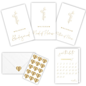 Ensemble de cartes d'invitation de mariage en papier de luxe avec dorure à chaud, personnalisées, pour la fête nuptiale, 'Save the Date' et cadeau pour la fête prénuptiale - Product Image 1