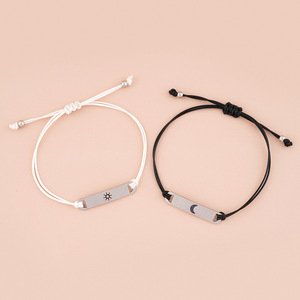 Bracelets en acier inoxydable « Je t'aime jusqu'à la lune et retour » et « Tu es mon rayon de soleil » pour couple, pendentifs soleil et lune - Product Image 5