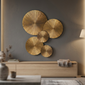 Arte Mural Metálico Meta Circle Gold, Decoración Elegante para el Hogar, Metal y Hierro para un Diseño Interior Único, Chaman India - Product Image 3