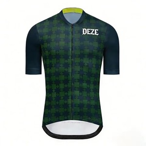 Maillot de cyclisme pour homme Zede léger, respirant, anti-transpiration, confortable, couleur verte à carreaux, pour le cyclisme sur route et en montagne - Product Image 1