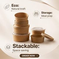 Bol en papier kraft jetable personnalisable de qualité alimentaire, étanche, avec logo, écologique et biodégradable pour soupes de nouilles