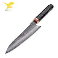 Couteau de cuisine professionnel japonais KEENHOPE en acier SKD11, Sanmai 3 couches, couteau de chef avec renfort en cuivre et manche en fibre de carbone