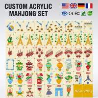Jeu de tuiles de mahjong américain en acrylique avec logo personnalisé, 160 pièces avec supports et dés, cadeau de luxe gravé pour elle, vente en gros OEM en boîte