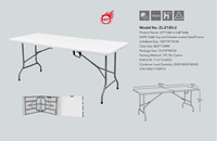 Langlebiger starker billiger 4FT/5FT/6FT/8FT tragbarer rechteckiger Kunststoff-Klapptisch für den Außenbereich