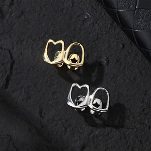 Grillz en forme de cœur, or et argent, ajourés, à double panneau, unisexe, pour usage quotidien - Product Image 2