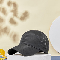 Casquette de baseball unisexe de sport non structurée à 6 panneaux, perforée au laser, imperméable, séchage rapide, personnalisable OEM, ajustable
