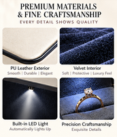 Boîte à bijoux de luxe en cuir PU et velours avec lumière LED, étui de rangement pour bijoux avec logo personnalisé pour une présentation élégante de cadeaux lors d'événements