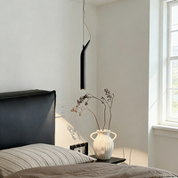 Suspension LED Minimaliste Moderne en Cuivre Noir pour Salle à Manger et Chambre à Coucher – Luminaire Créatif à Tube Unique