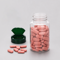Bouteille en plastique PET de 120 cc avec bouchon à clapet, bouteille pour vitamines, boîte à pilules, boîte à capsules, boîte à compléments alimentaires, bouteille en PET