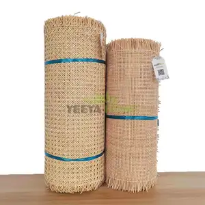 Top Quality Natural Semi-Bleached Indonesia Rattan Cane Woven Webbing Roll For Furniture 1/2 3/8 Mesh Wholesale