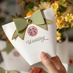 New Arrival White tông giấy Wedding kẹo Quà tặng Túi <span class=keywords><strong>box</strong></span> với Ribbon Bow gấp in ấn tùy chỉnh đầy màu sắc Wedding Kẹo hộp - Product Image 4