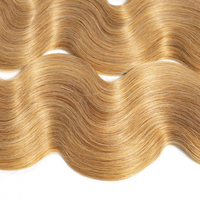 Extensions de cheveux tissés à la machine, double trame, cheveux brésiliens Remy, alignés sur les cuticules, doux, sains, ondulés, couleur blonde