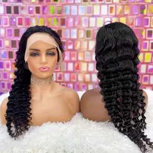 Contoh Gratis Wig Ekstensi Rambut Virgin Peru dengan Frontal, Wig Pesta Rambut Manusia Warna-warni Murah, Wig Setengah Depan Renda Mink