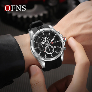 OFNS 8025 moda negocios hombres relojes de cuarzo multifuncional seis agujas tres ojos cronógrafo impermeable calendario hombres reloj - Product Image 6
