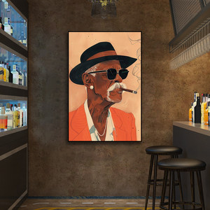 Arte Mural para Tienda de Tabaco y Licores, Estilo Americano Vintage, Mural de Bar de Cigarros, Póster de Cigarrillos de Estilo Industrial, <span class=keywords><strong>Pintura</strong></span> Abstracta al Óleo - Product Image 1