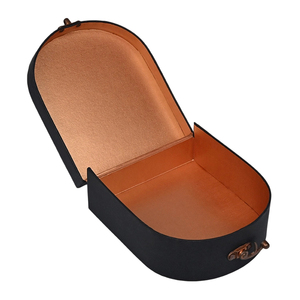 <strong>Vintage</strong> Gift Suitcase Custom Black Half-Moon Rigid <strong>Box</strong> with Metal Lock Luxury Packaging for <strong>Clothes</strong> Cosmetics Fragrance - Product Image 2