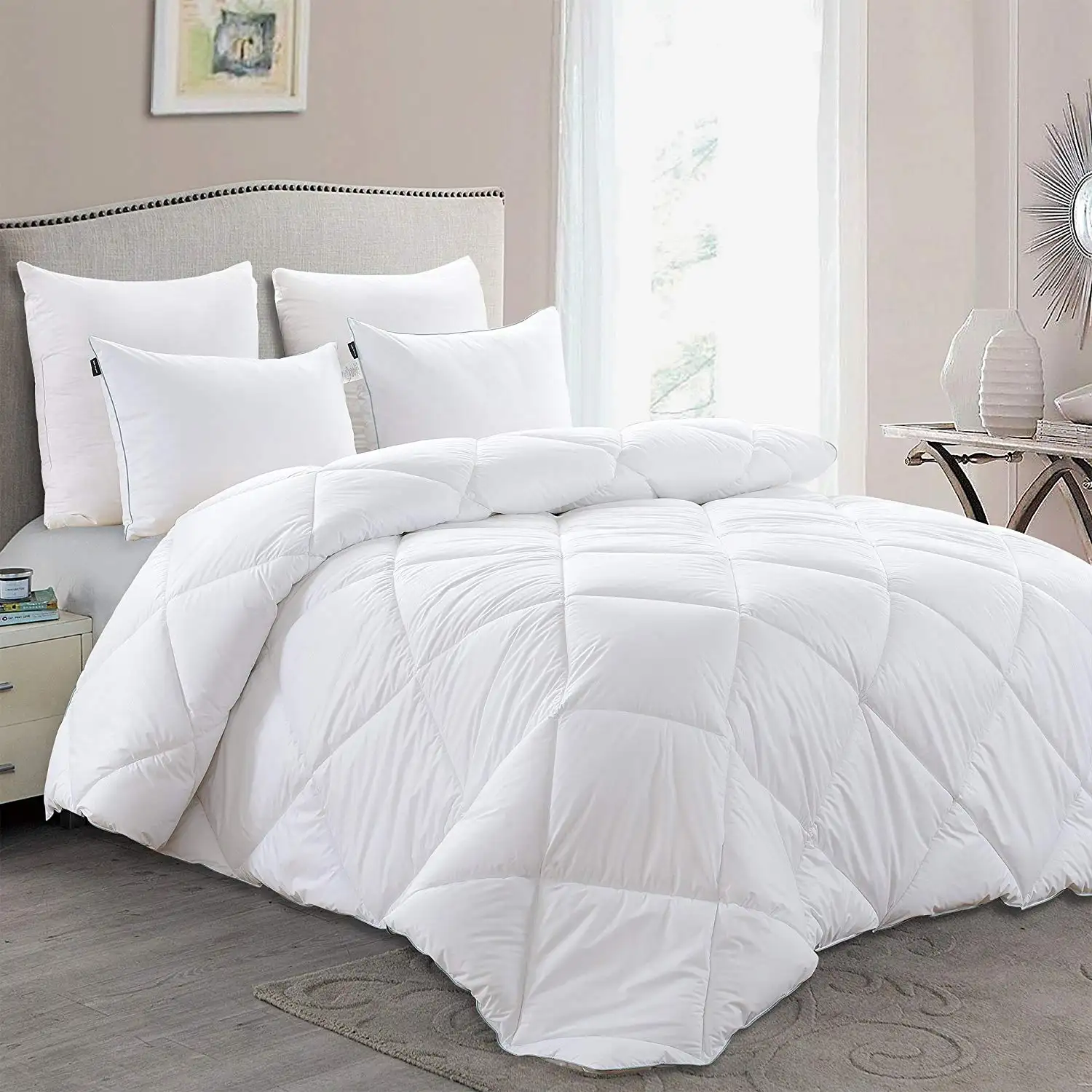 100% Kulit Katun Lembut dan Antilembap, Duvet Duvet Duvet Terpasang dengan Tab Sudut