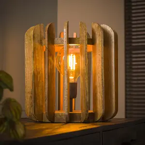 Handgemaakte Decoratieve Mango Houten Tafellamp Voor Woonkamer Decor Hoge Kwaliteit Acacia Hout Orkaan Kaarshouder Lamp Te Koop