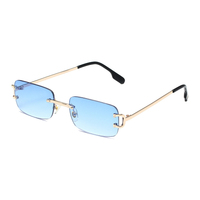 2023 lunettes de soleil sans monture tendance femmes Uv400 Cool métal jambes graduent Vintage rétro dames lentilles carrées petites lunettes 2023