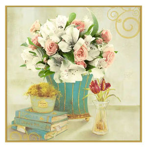 Ensemble <span class=keywords><strong>d</strong></span>'art mural sur toile encadré/sans cadre - Impressions de vase à fleurs roses vintage pour la <span class=keywords><strong>d</strong></span>écoration du salon et de la chambre à coucher - Product Image 4