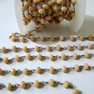 โซ่ร้อยลูกปัดสีชมพูขนาด6มม. 3ฟุตสายลูกปัดสีชมพูโอปอลสีชมพู - Product Image 1