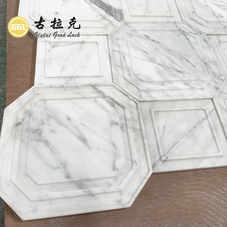 Calacatta đá cẩm thạch trắng tham ái đá 3D trang trí tường gạch