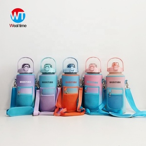 Nuovo design 2025 bottiglia d'acqua motivazionale più popolare con copertina e manica di stoccaggio con motivo personalizzato - Product Image 3