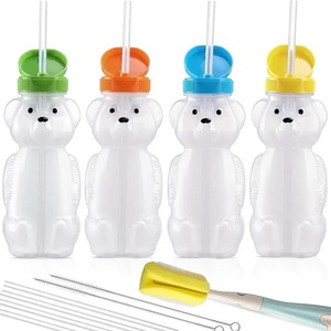 8OZ Honey Bear Straw Cups for Babies with Flexible Straws Cleaning Tools Therapy Sippy <b>Bottles</b> for Speech Feeding Training - Product Image 3