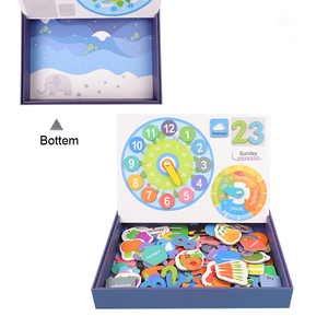 Fornitura di fabbrica di vendita calda per bambini orologio digitale in legno giocattolo lettera di apprendimento educativo puzzle magnetici libro per bambini giocattoli - Product Image 3