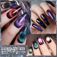 Vernis à ongles gel holographique 9D effet œil de chat, marque privée OEM, UV LED, double lumière magnétique, brillant, pour nail art, 15 ml