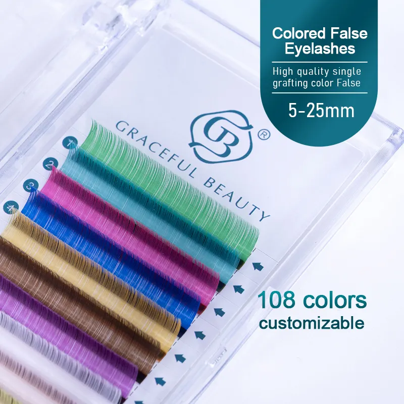 Private Label Colored Glitter Eyelash Volume Individual Colorful Glitter Lash Extensions