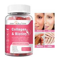 Soutien OEM/ODM : Collagène et biotine avec kératine, zinc et vitamines – 60 gommes pour la peau, les cheveux, les ongles et le soutien des articulations